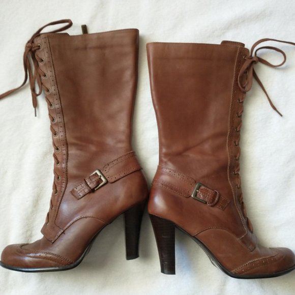 Tribeca by Kenneth Cole Brown Heeled Boots - Picture 1 of 6